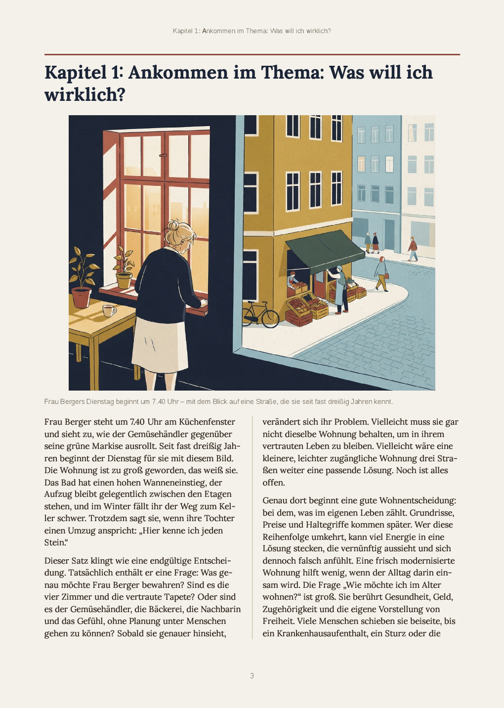 Designed magazine page with an illustration and two-column text